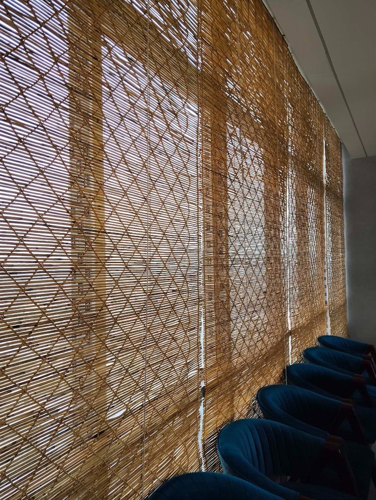Premium bamboo chick blinds in corporate lounge